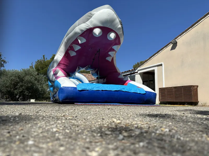 Ventriglisse Requin XXL installé devant une maison